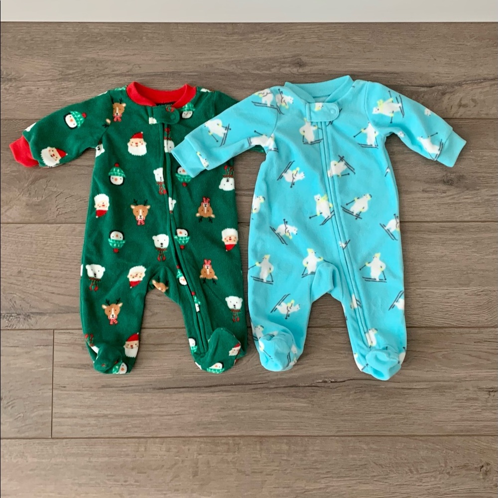 Carter’s Holiday Fleece Footed PJs Size NB